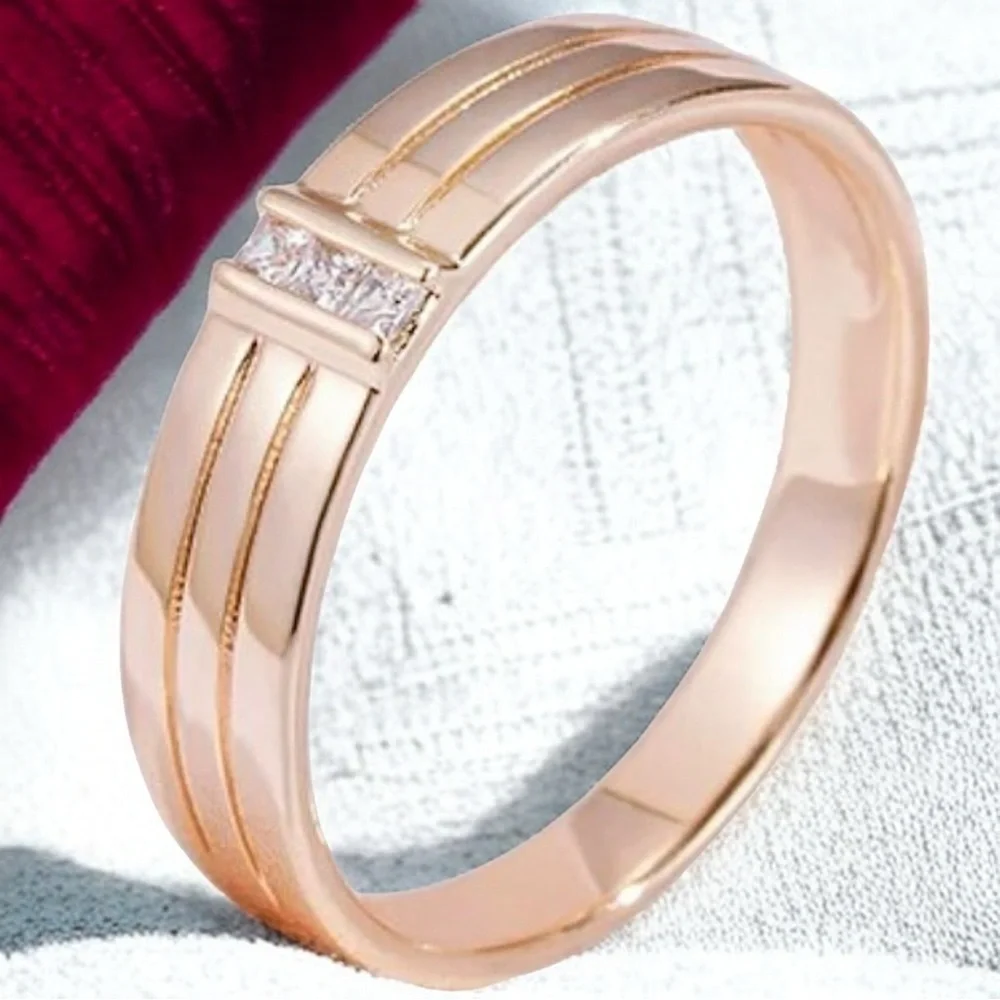 NEW 585 Rose Gold-Plated Multi-Band Fused Ring With Cubic Zirconia Accents